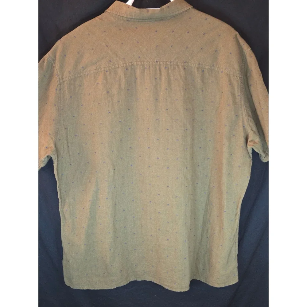 Kuhl Mens XL Olive Green‎ AOP Short Sleeve Button Down Shirt Everyday Casual